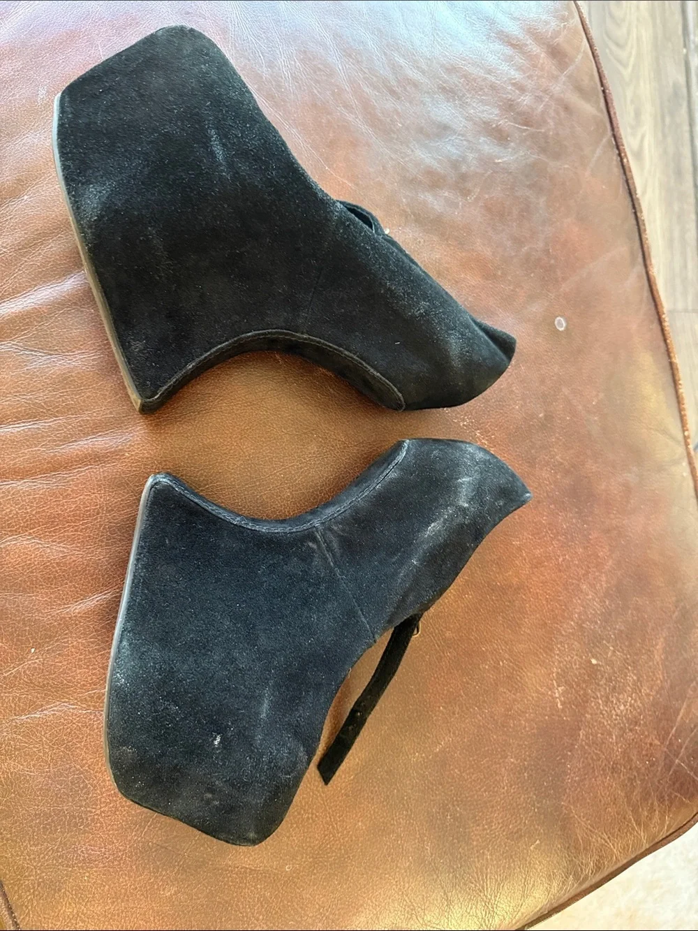 Jeffrey Campbell Havana Last Black Suede Platform Mary Jane Wedge Heels Size 7